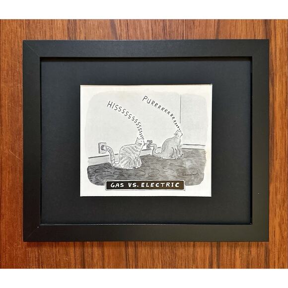 Framed 1989 New Yorker Magazine 8x10 Shanahan Gas vs. Electric Cartoon Clipping - Picture 1 of 3